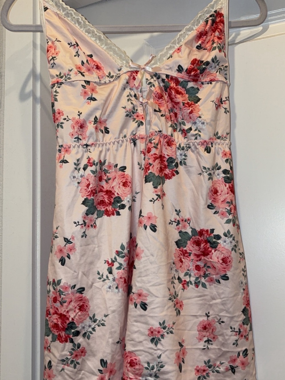 Floral Lace-Trim Chemise Slip - Pink Floral